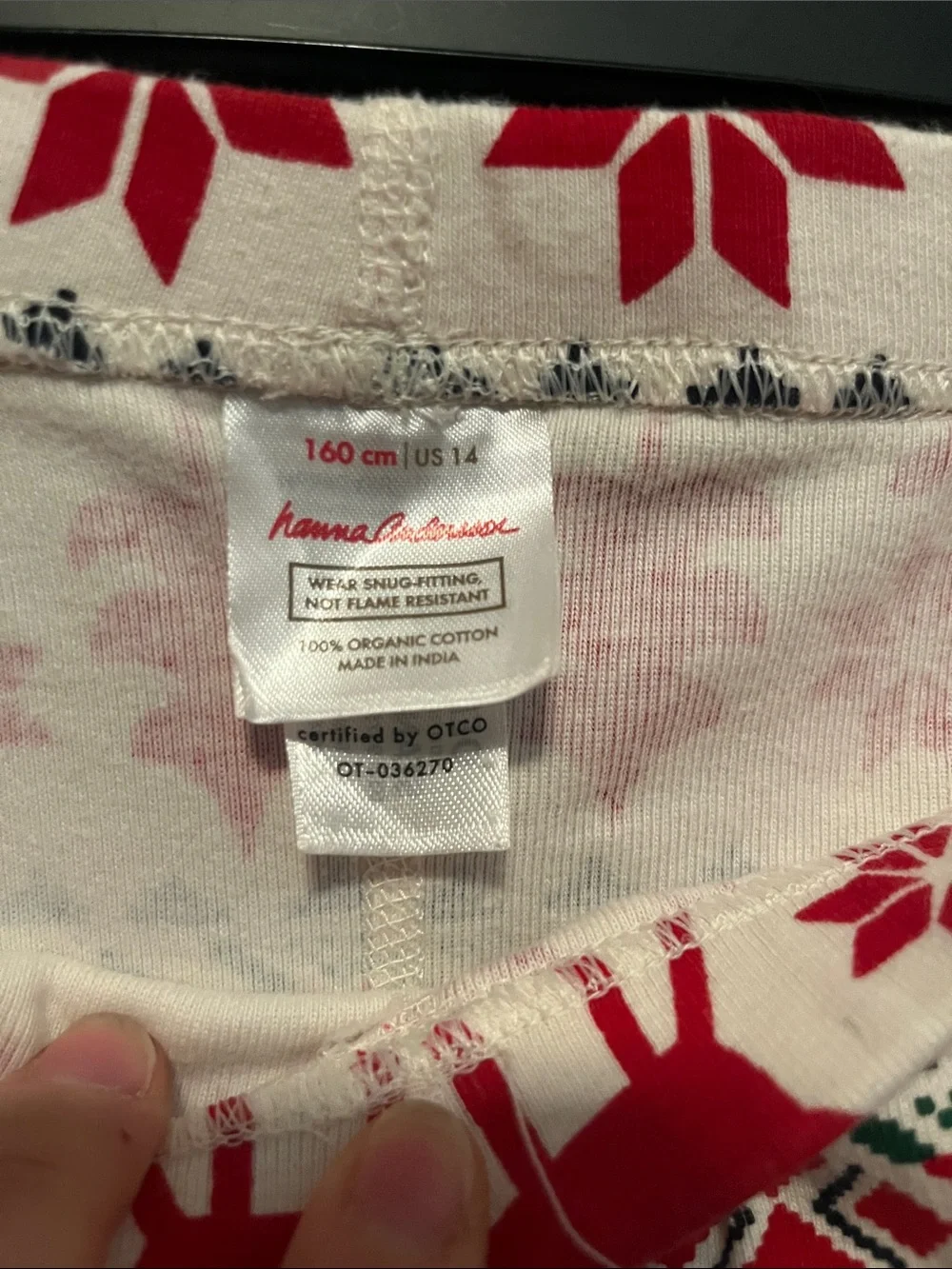 Hanna Andersson Red and Cream Reindeer Holiday Pajama Bottoms